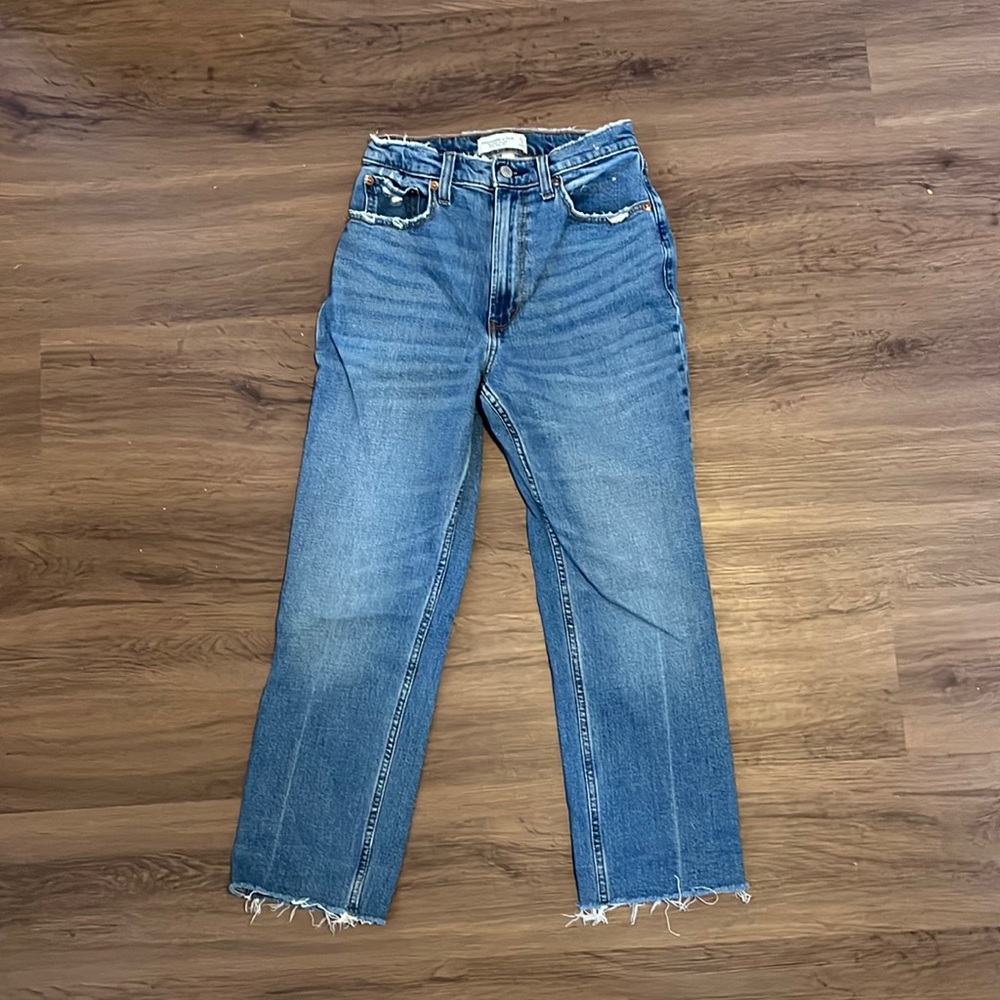 Abercrombie the ankle straight ultra high rise jean